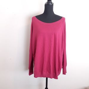 Lane Bryant Sweater 22/24 Long Sleeved Scoop Neck Pink Fuschia Rayon Stretch
